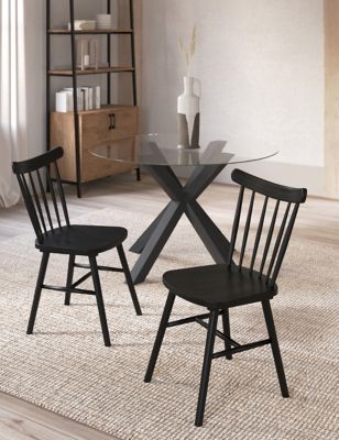 M&S Set of 2 Newark Spindle Dining Chairs - Black, Black