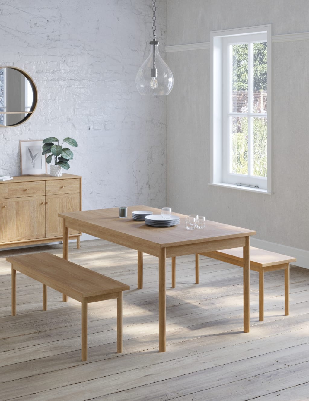 Newark 6 Seater Dining Table with Benches