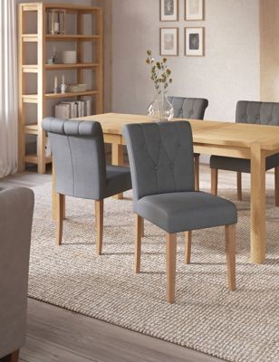 M&S Set of 2 Langley Dining Chairs - Dark Grey, Dark Grey,Natural
