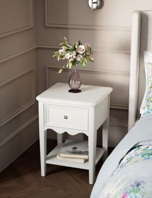 M&S Damask Bedside Table - Soft White, Soft White