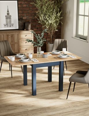 M&S Padstow 4-6 Seater Extending Dining Table - Dark Blue, Dark Blue,Ivory