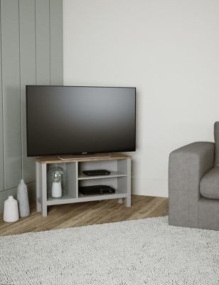 M&S Salcombe Corner TV Unit - Light Grey, Light Grey