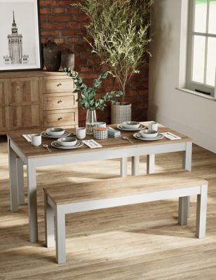 M&S Salcombe 6 Seater Dining Table with Benches - Light Grey, Light Grey,Black