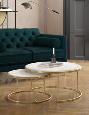 M&S X Swoon Odette Nesting Coffee Tables - Polished Brass, Polished Brass