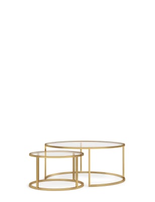 Gold and glass store nesting coffee table