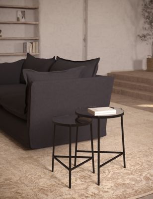 M&S X Fired Earth Charcoal Nest of Tables - Black Mix, Black Mix