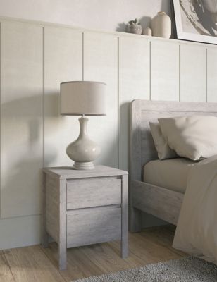 M&S Loxton 2 Drawer Bedside Table - Light Grey, Light Grey