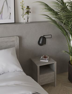M&S Loxton 1 Drawer Slim Bedside Table - Light Grey, Light Grey