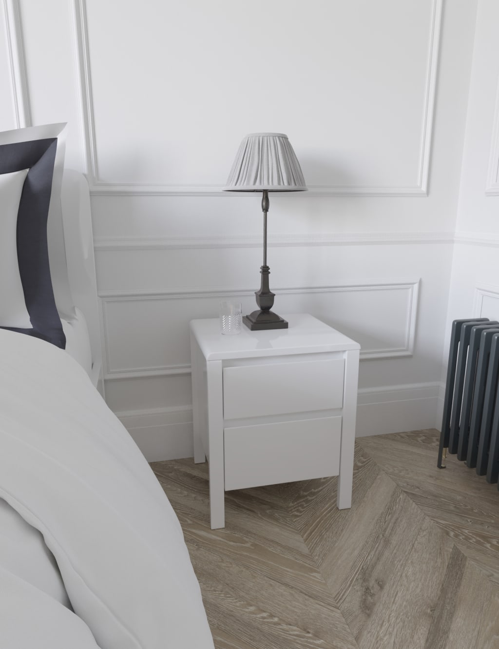 Tall slim clearance white bedside table