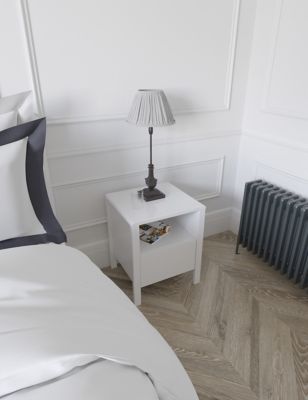 M&S Loxton Gloss 1 Drawer Slim Bedside Table - White, White