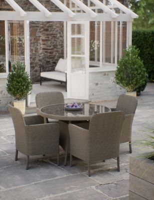 M&S Marlow 4 Seater Round Garden Table & Chairs - Grey, Grey