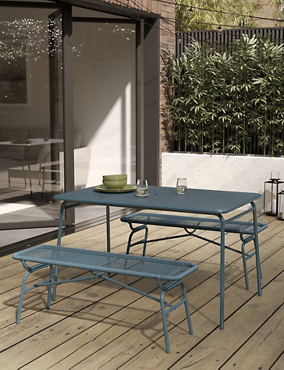 Marks And Spencer Lois 4 Seater Garden Dining Table With Benches - 1Size - Teal, Teal