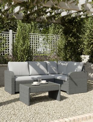 M&S Adelaide 4 Seater Rattan Effect Garden Corner Sofa Set - Grey, Grey