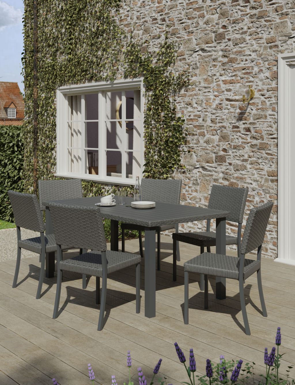 Adelaide 6 Seater Rattan Effect Garden Table & Chairs