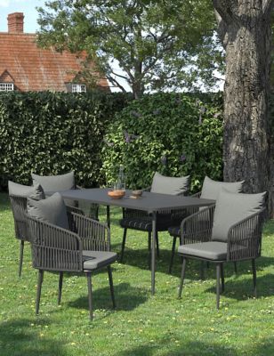 M&S Melbourne 6 Seater Garden Dining Table & Chairs - Grey, Grey