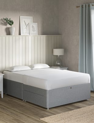 M&S Classic Sprung 2 Drawer Divan - 4FT - Mid Grey, Mid Grey,Mink,Light Grey,Navy,Grey,Silver,Natura