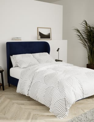 M&S Colton Velvet Bed - 5FT - Navy, Navy,Teal,Silver