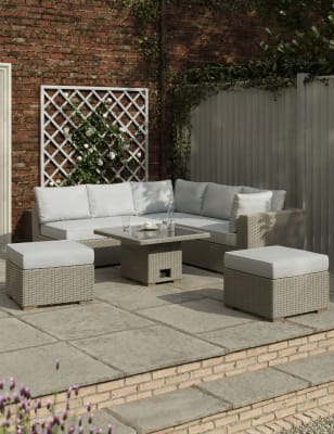 M&S Marlow 7 Seater Rattan Effect Garden Living Set - Grey, Grey