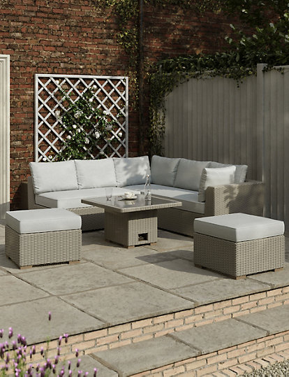 m&s collection marlow 7 seater rattan effect garden living set - 1size - grey, grey