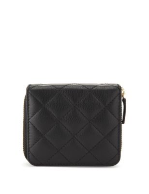 Leather Zip Around Quilted Medium Purse with Cardsafe™ - SG