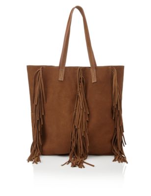 Leather Fringed Shopper Bag | Indigo Collection | M&S