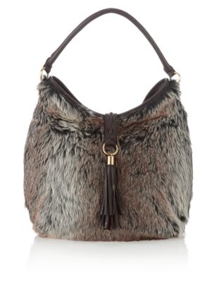 Faux Fur Leather Hobo Shoulder Bag | Per Una | M&S