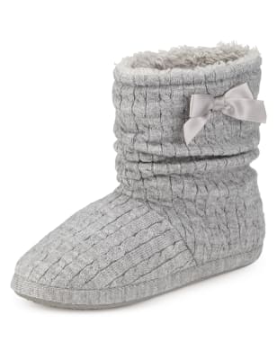 Snuggle Side Bow Slipper Boots | Per Una | M&S