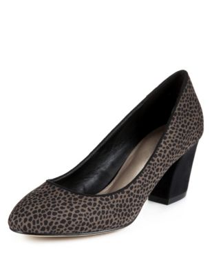 Animal Print Block Heel Court Shoes with Insolia® | M&S Collection | M&S