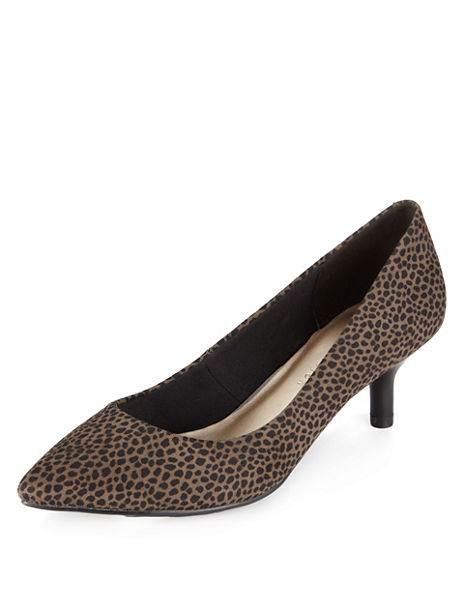 Pointed Toe Mid Heel Animal Print Court Shoes with Insolia® | M&S ...