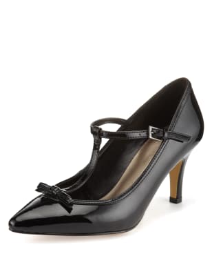 Pointed Toe Bow T-Bar Court Shoes with Insolia® | M&S Collection | M&S