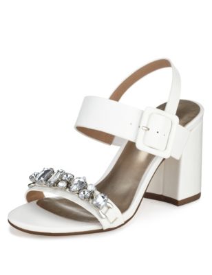 Diamanté Block Heeled Sandals with Insolia® | M&S Collection | M&S