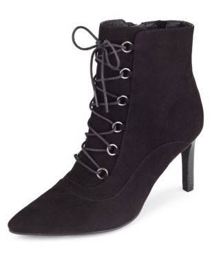 Lace Up Pointed Toe Ankle Boots with Insolia® | Limited Edition | M&S
