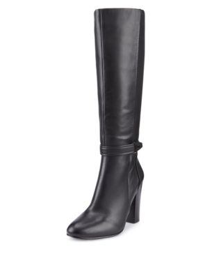 Leather Stretch Zip Knee Boots with Insolia® | Autograph | M&S