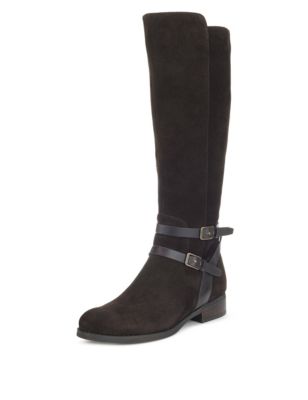 Stain Away™ Suede Flat Rider Knee Boots with Insolia Flex® | Autograph ...