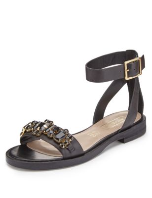 Leather Jewelled Sandals with Insolia Flex® | Autograph | M&S