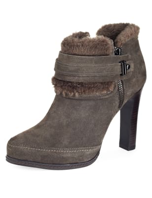 Suede Faux Fur Cuff Ankle Boots with Insolia® | Autograph | M&S