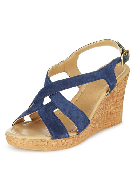 Suede Swirl Wedge Sandals | M&S Collection | M&S