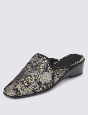 Paisley Embroidered Wedge Mule Slippers | M&S Collection | M&S