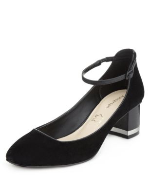 Suede Ankle Strap Block Mid Heel Shoes with Insolia® | Autograph | M&S
