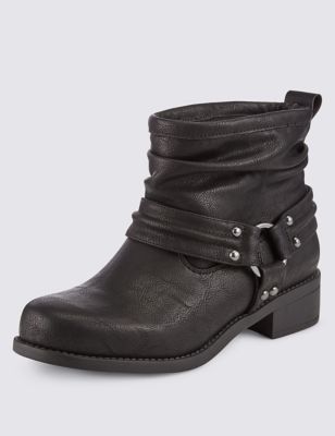 Ruched Biker Ankle Boots with Insolia Flex® | M&S Collection | M&S