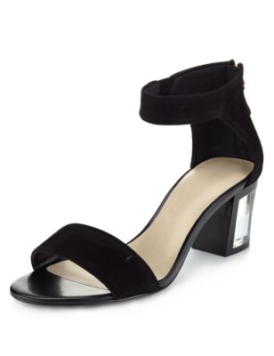 Suede Wide Fit Clear Heel Sandals with Insolia® | Autograph | M&S