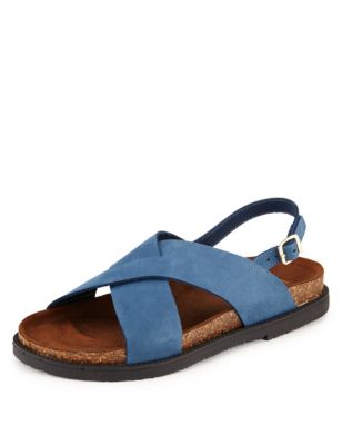 Leather Crossover Strap Sandals | Indigo Collection | M&S