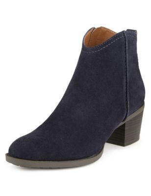 Stain Away™ Suede Block Heel Ankle Boots with Insolia® | Indigo ...