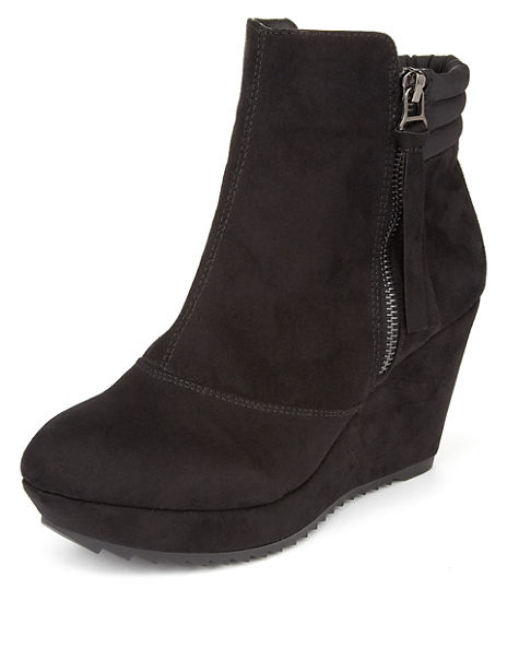 Mock Suede Platform Wedge Ankle Boots with Insolia® | M&S Collection | M&S