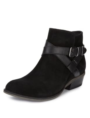 Suede Wide Fit Ankle Boots with Stain Away™ | Footglove™ | M&S