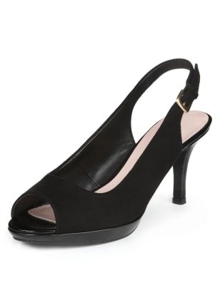 Peep Toe Stiletto Heel Wide Fit Slingback Shoes M S