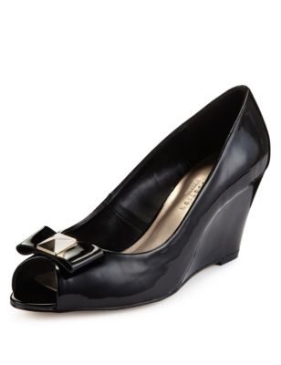Peep Toe Wide Fit Wedge Court Shoes with Insolia® | M&S Collection | M&S