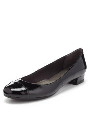 Freshfeet™ Leather Patent Finish Toe Cap Pumps with Insolia Flex® | M&S ...