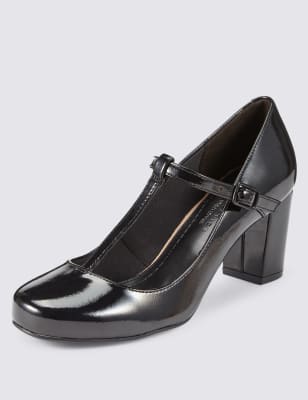block heel court shoes leather