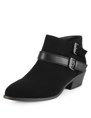 Low Cut Double Strap Wide Fit Ankle Boots with Insolia® | M&S ...